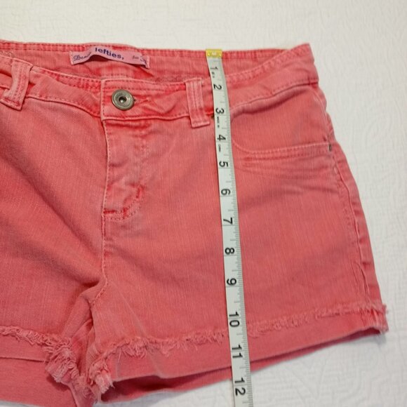 Lefties Shorts Denim Womens Coral Red Frayed Hem - Picture 8 of 8